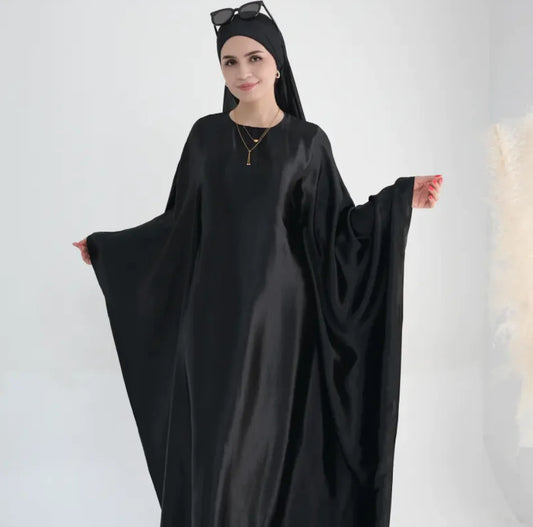 Satin Silk Butterfly Inner-Tie Abaya