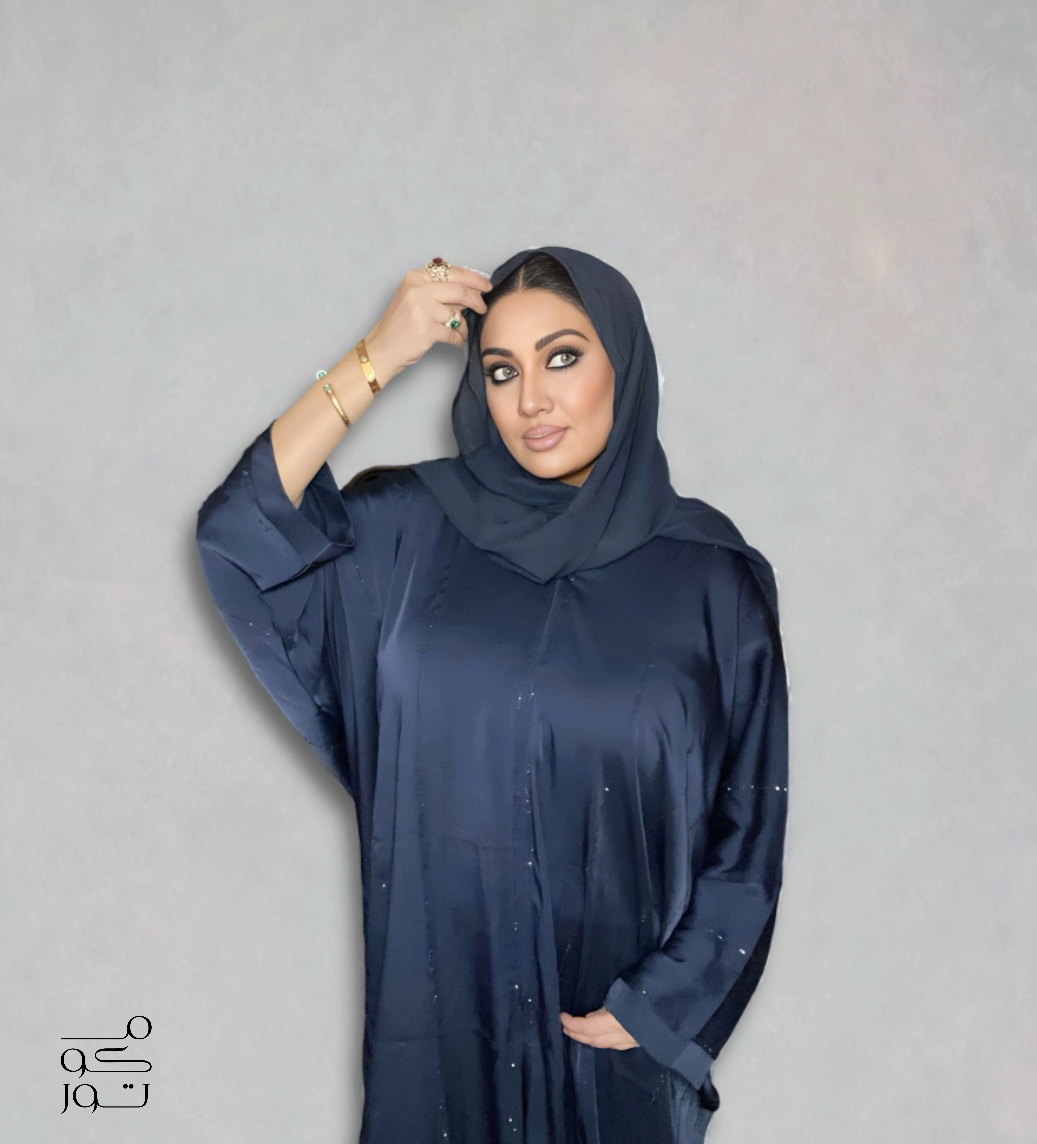 ZEINA - Luxury Embellished Front-Open Abaya - Azraq