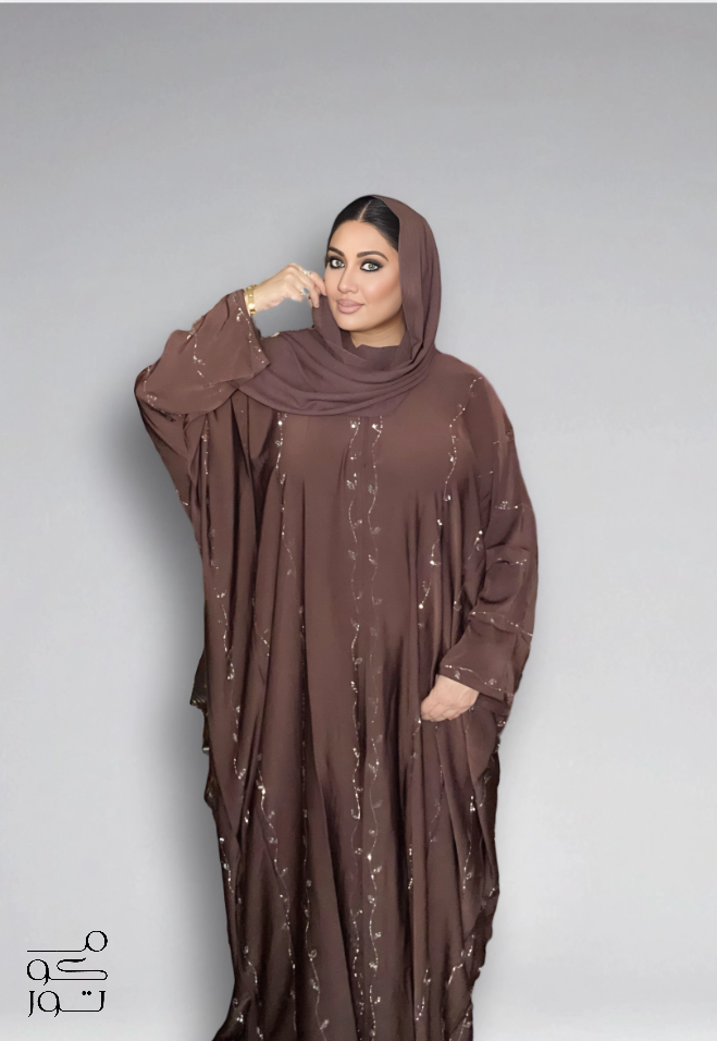 ALEENA - Front Open Embellished Abaya - Tartufo