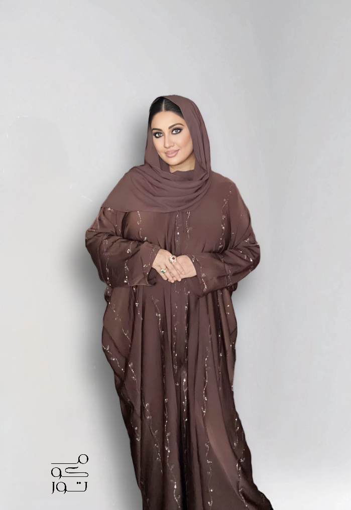 ALEENA - Front Open Embellished Abaya - Tartufo
