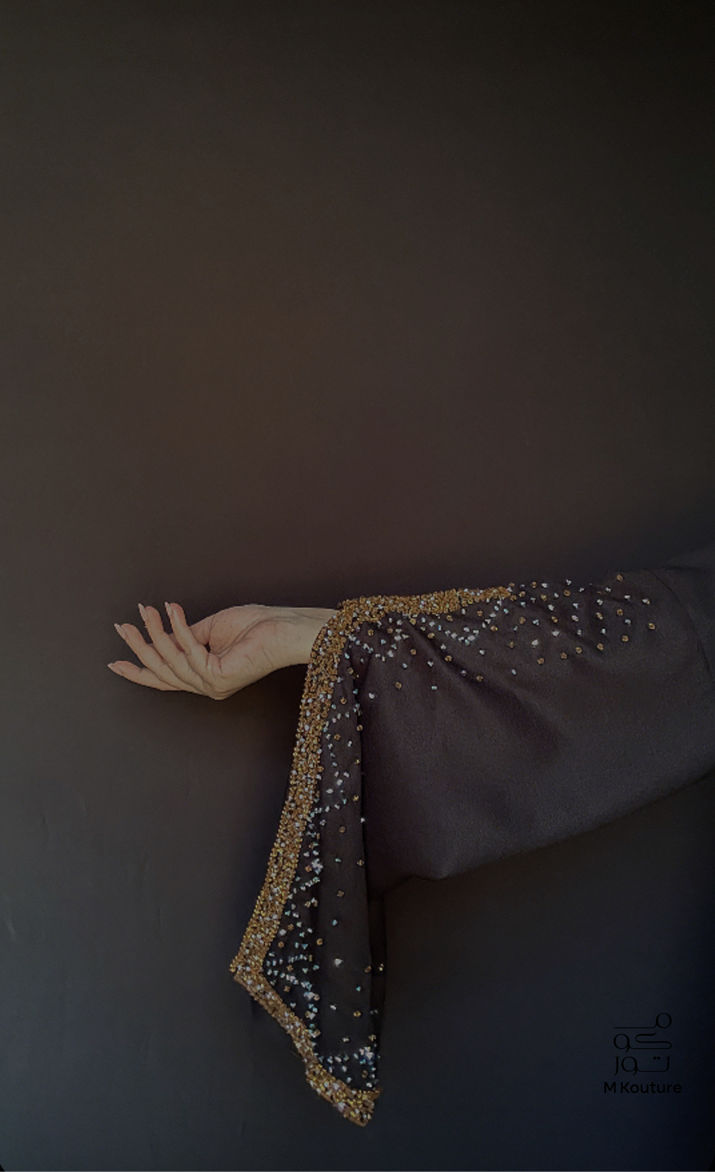 Nouria (Gold) - Open Abaya with Hand Crafted Glass Beadwork