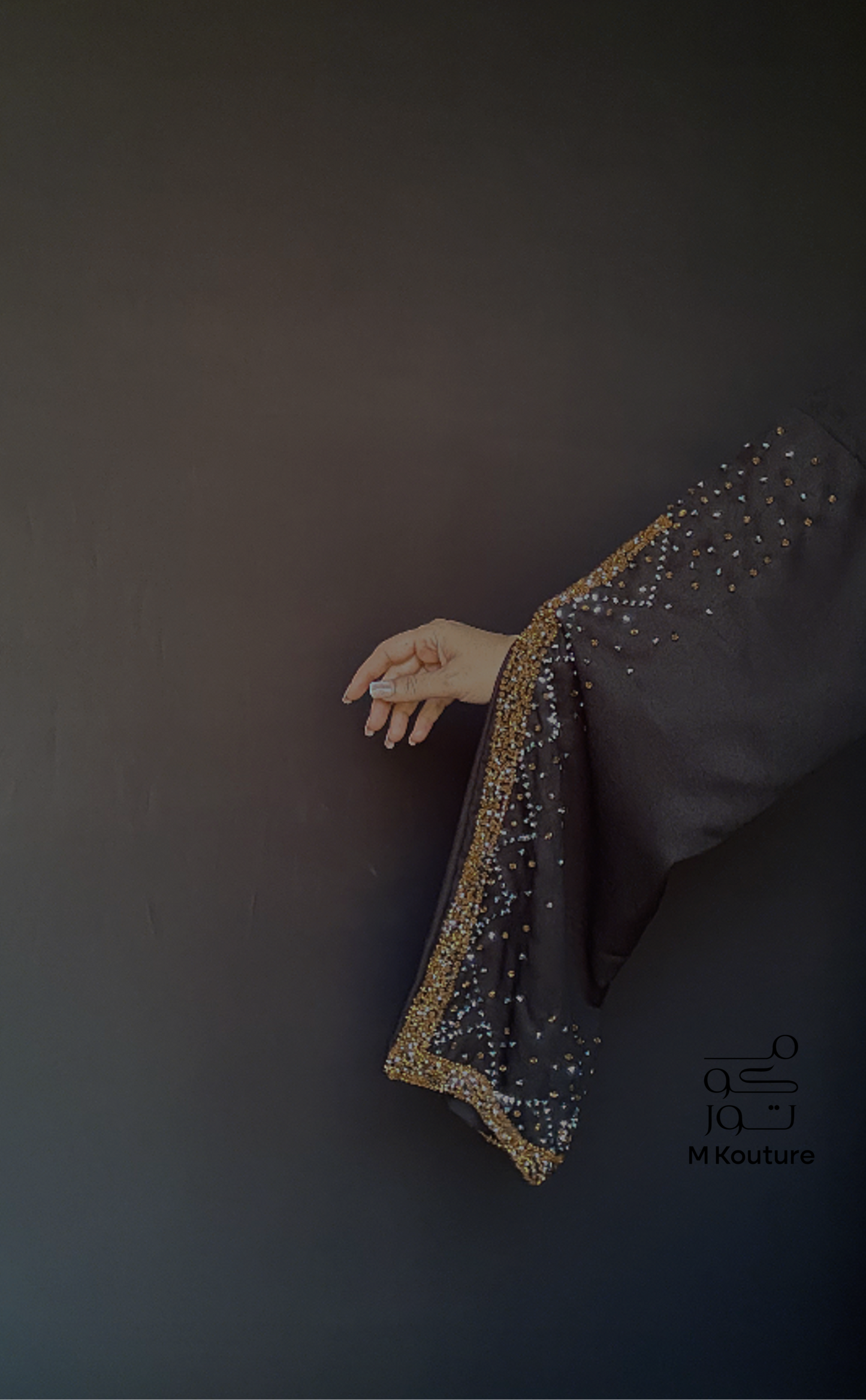 Nouria (Gold) - Open Abaya with Hand Crafted Glass Beadwork