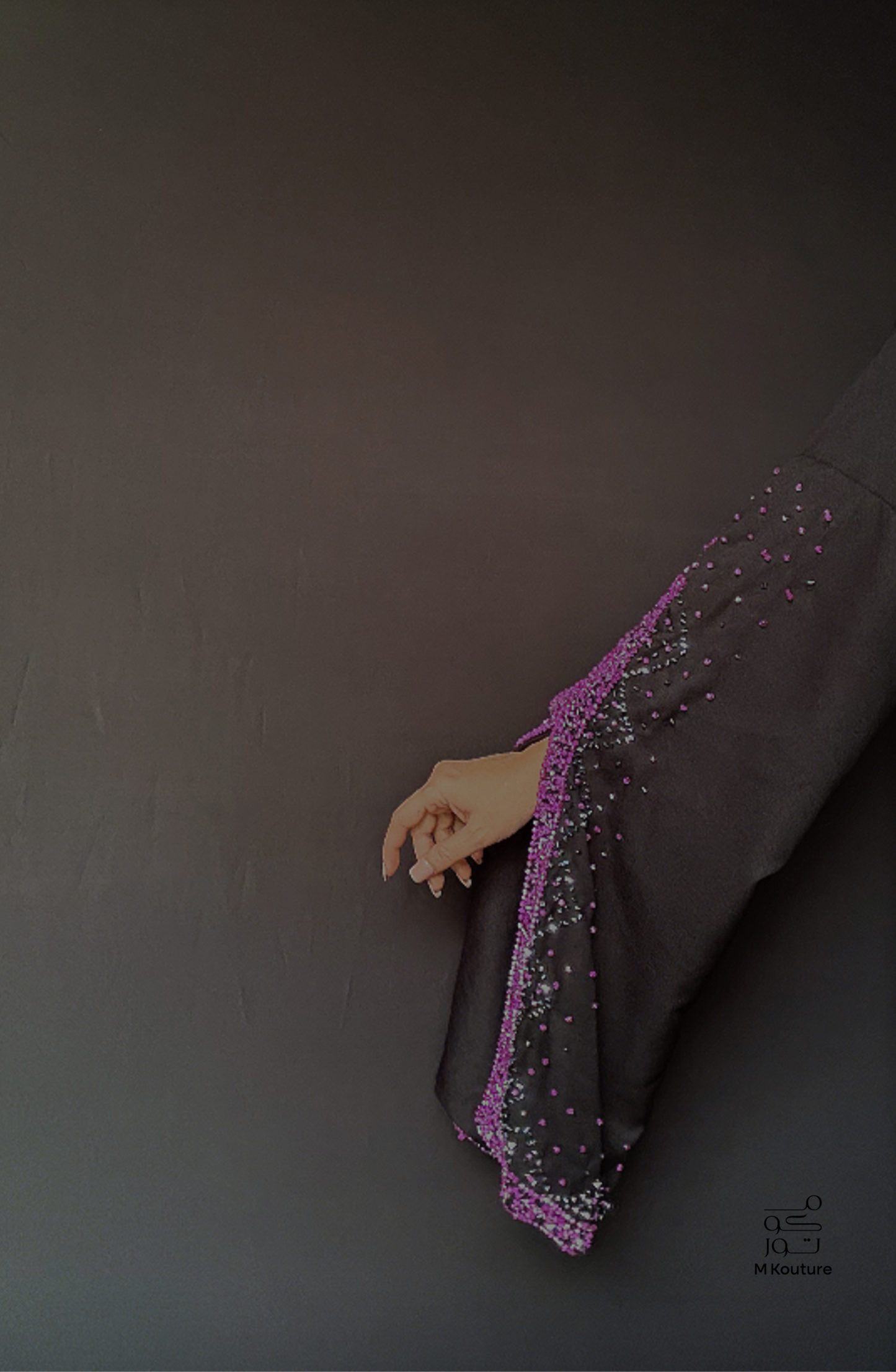 Nouria (Pink) - Open Abaya with Hand Crafted Glass Beadwork