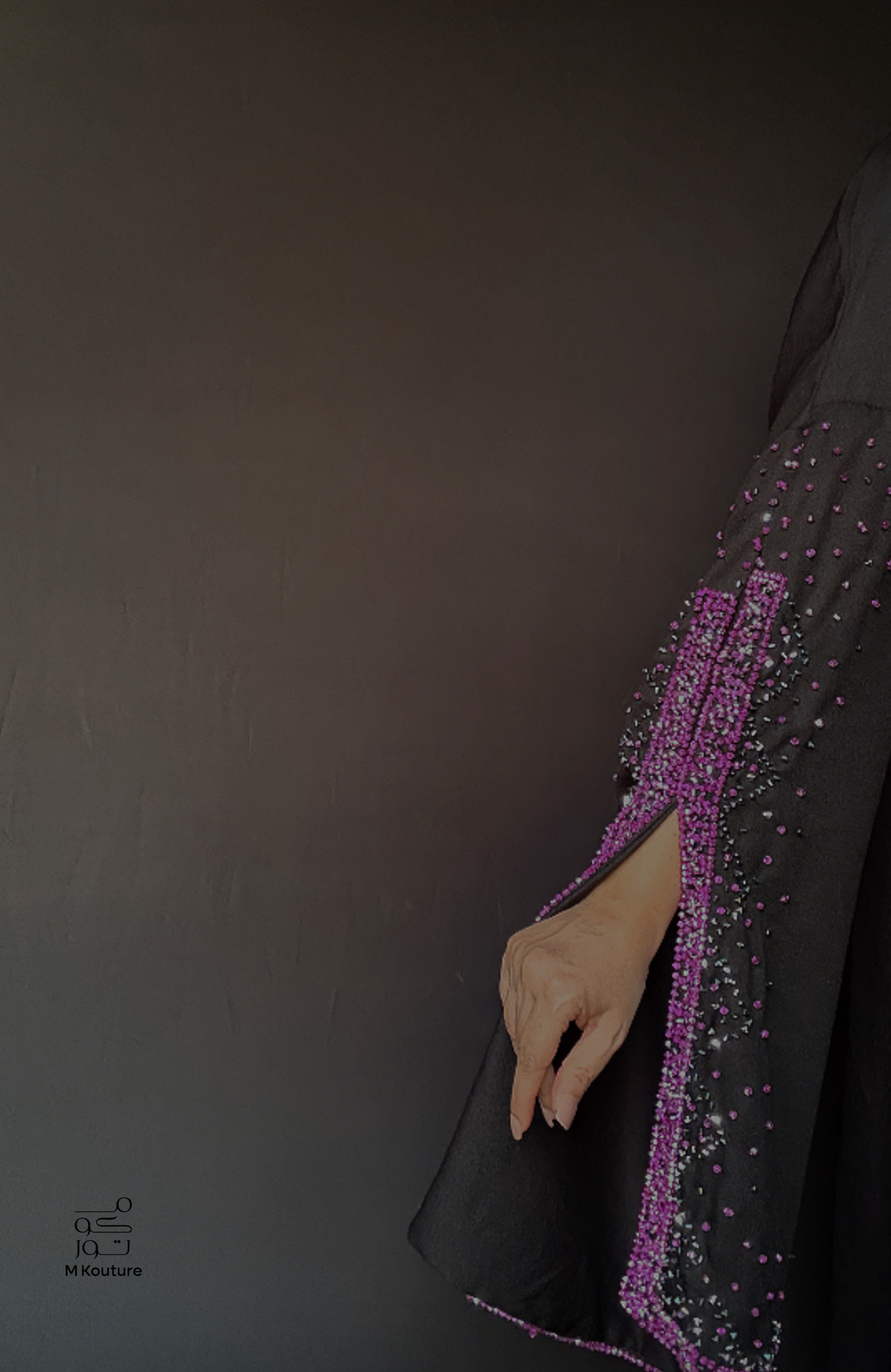 Nouria (Pink) - Open Abaya with Hand Crafted Glass Beadwork