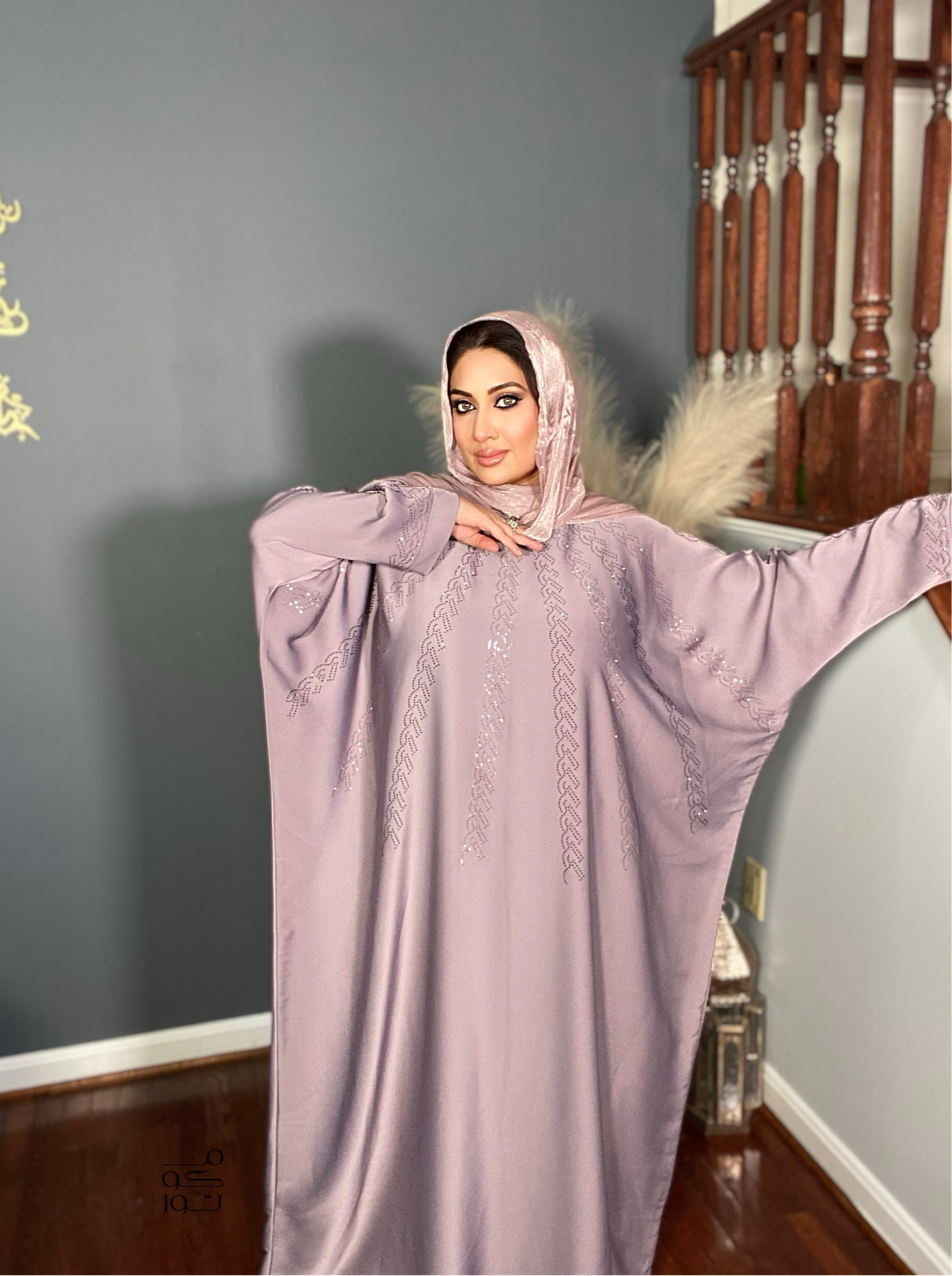 LEYNA - Embellished Farasha - Mauve