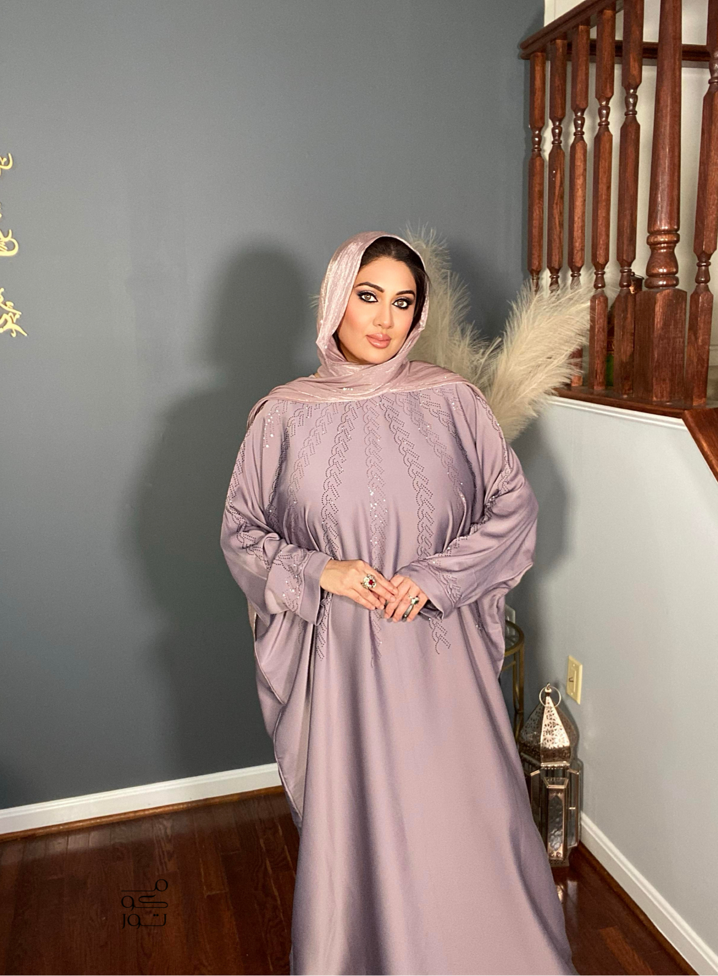 LEYNA - Embellished Farasha - Mauve