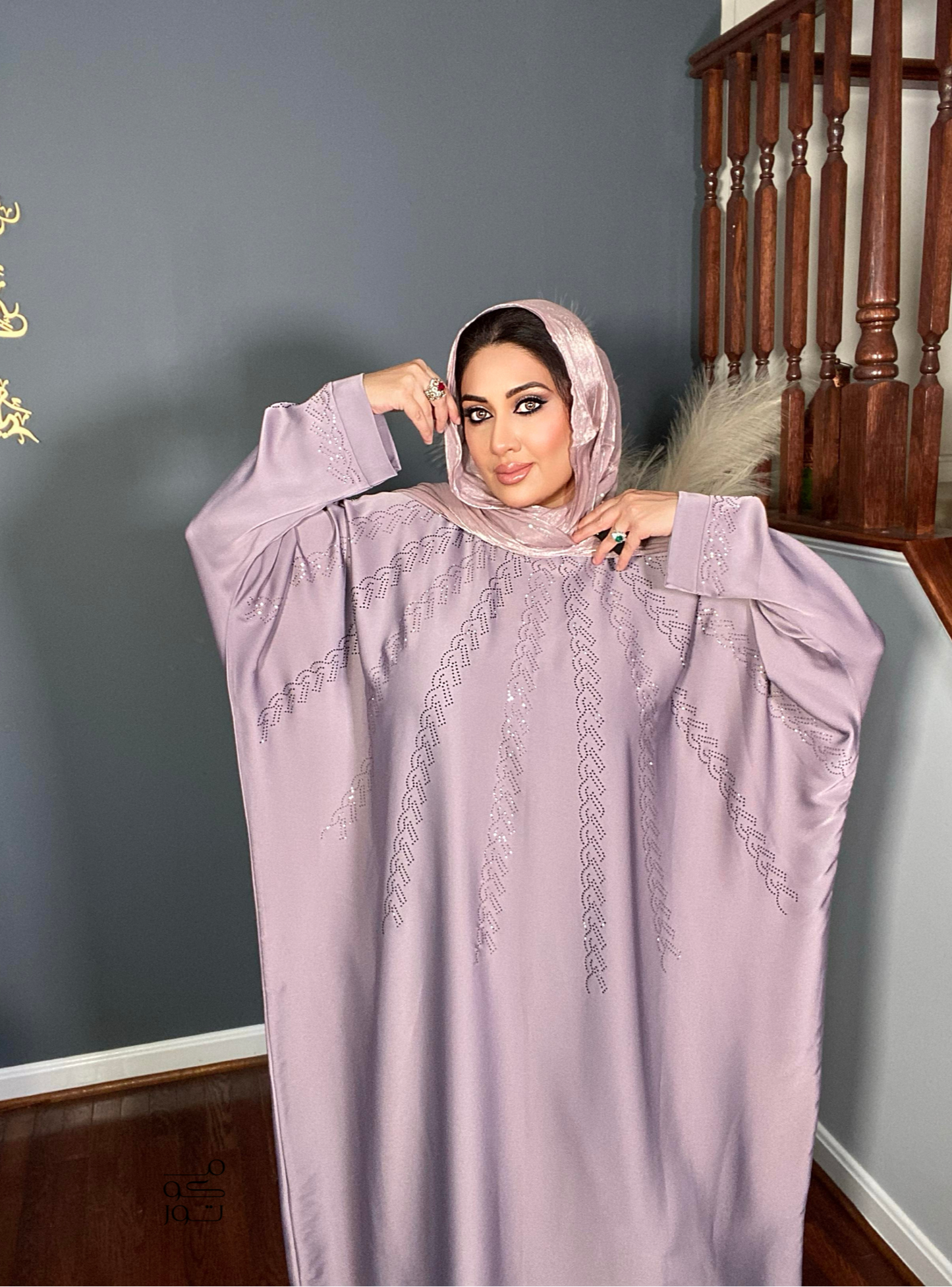 LEYNA - Embellished Farasha - Mauve