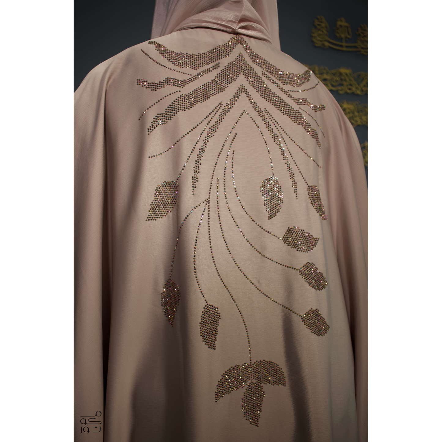 PARISA - Premium Embellished Front-Open Abaya - Blush
