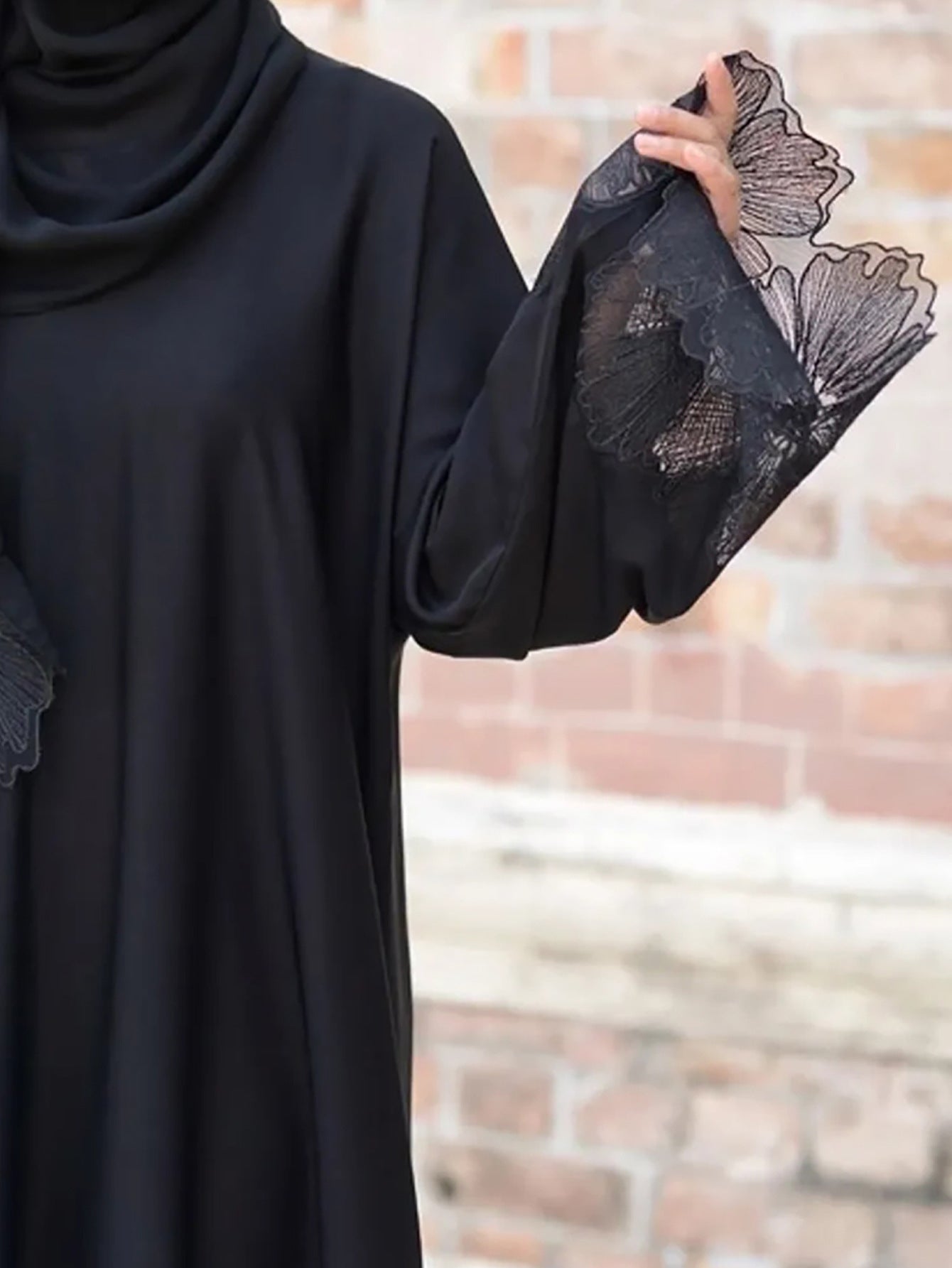 Floral Cut-Work Abaya Dress W/ Hijab