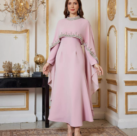 Marjan - Rhinestone Cape Abaya - Luxury 2-Piece Set