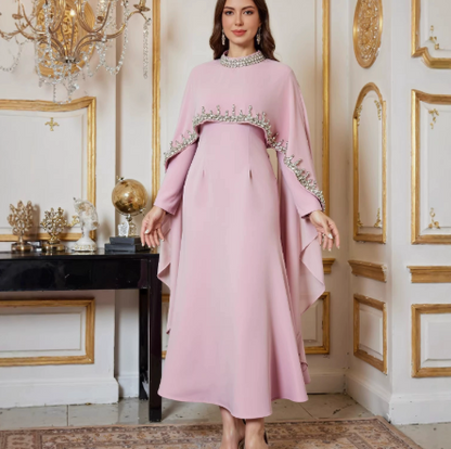 Marjan - Rhinestone Cape Abaya - Luxury 2-Piece Set