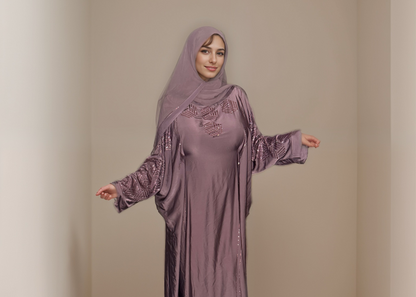 Myra - Embellished Inner Tie Farasha - Dark Mauve