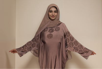 Myra - Embellished Inner Tie Farasha - Chai
