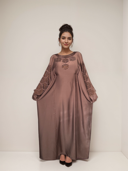 Myra - Embellished Inner Tie Farasha - Chai