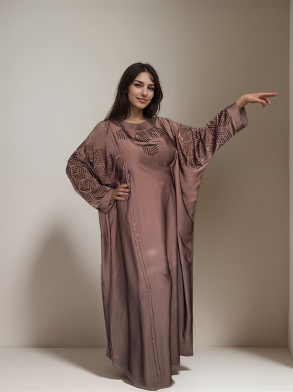 Myra - Embellished Inner Tie Farasha - Chai