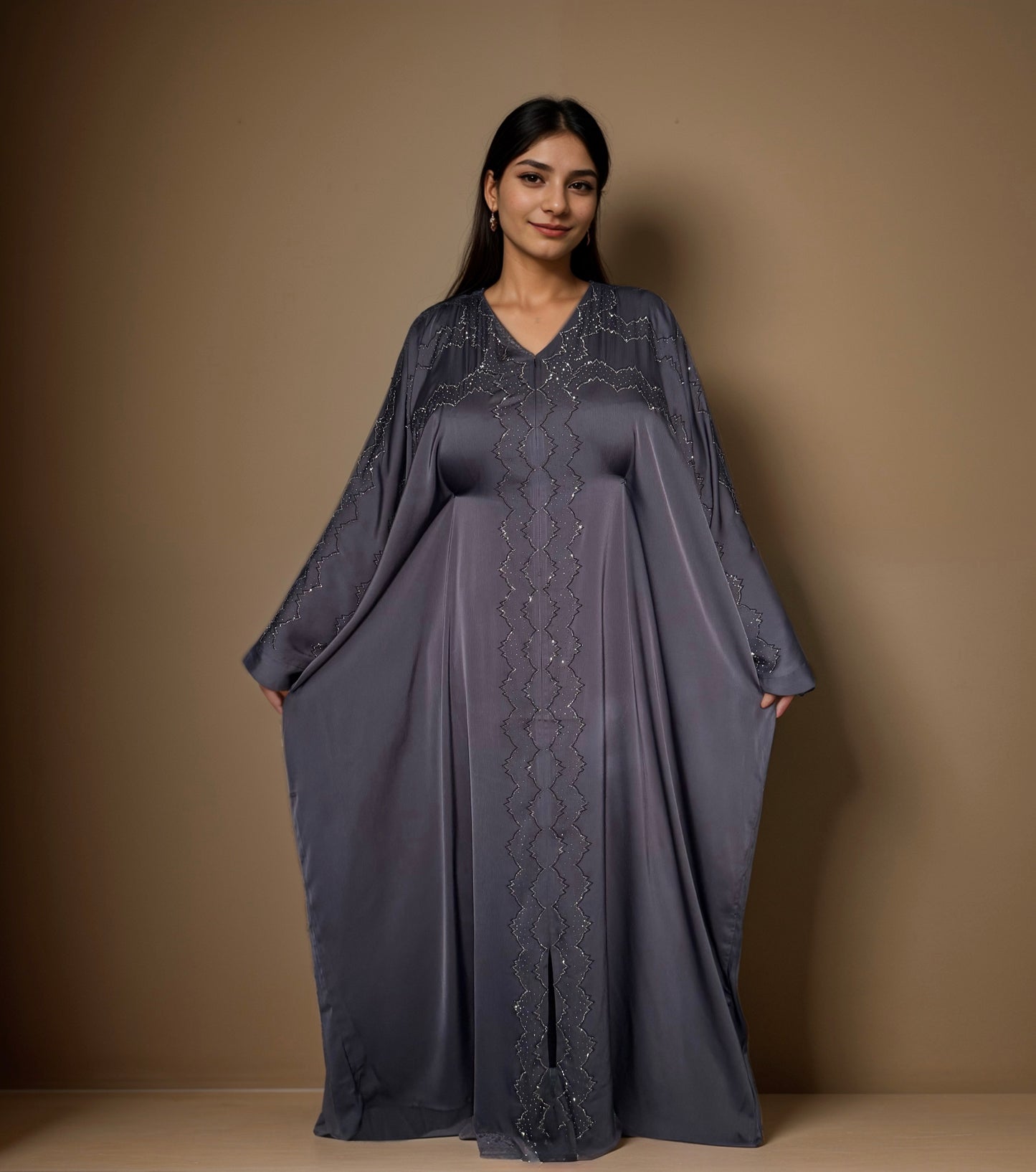 Adara - Embellished Inner-Tie Farasha - Dark Gray