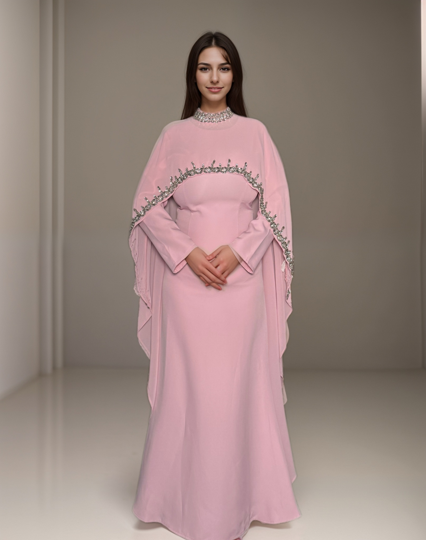 Marjan - Rhinestone Cape Abaya - Luxury 2-Piece Set