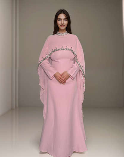 Marjan - Rhinestone Cape Abaya - Luxury 2-Piece Set