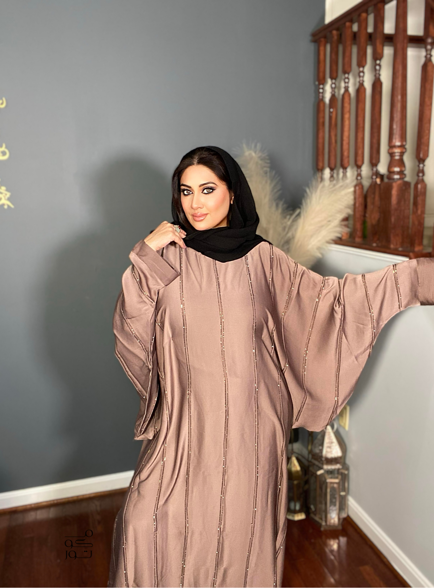 NOUR - Embellished Farasha - Bronze