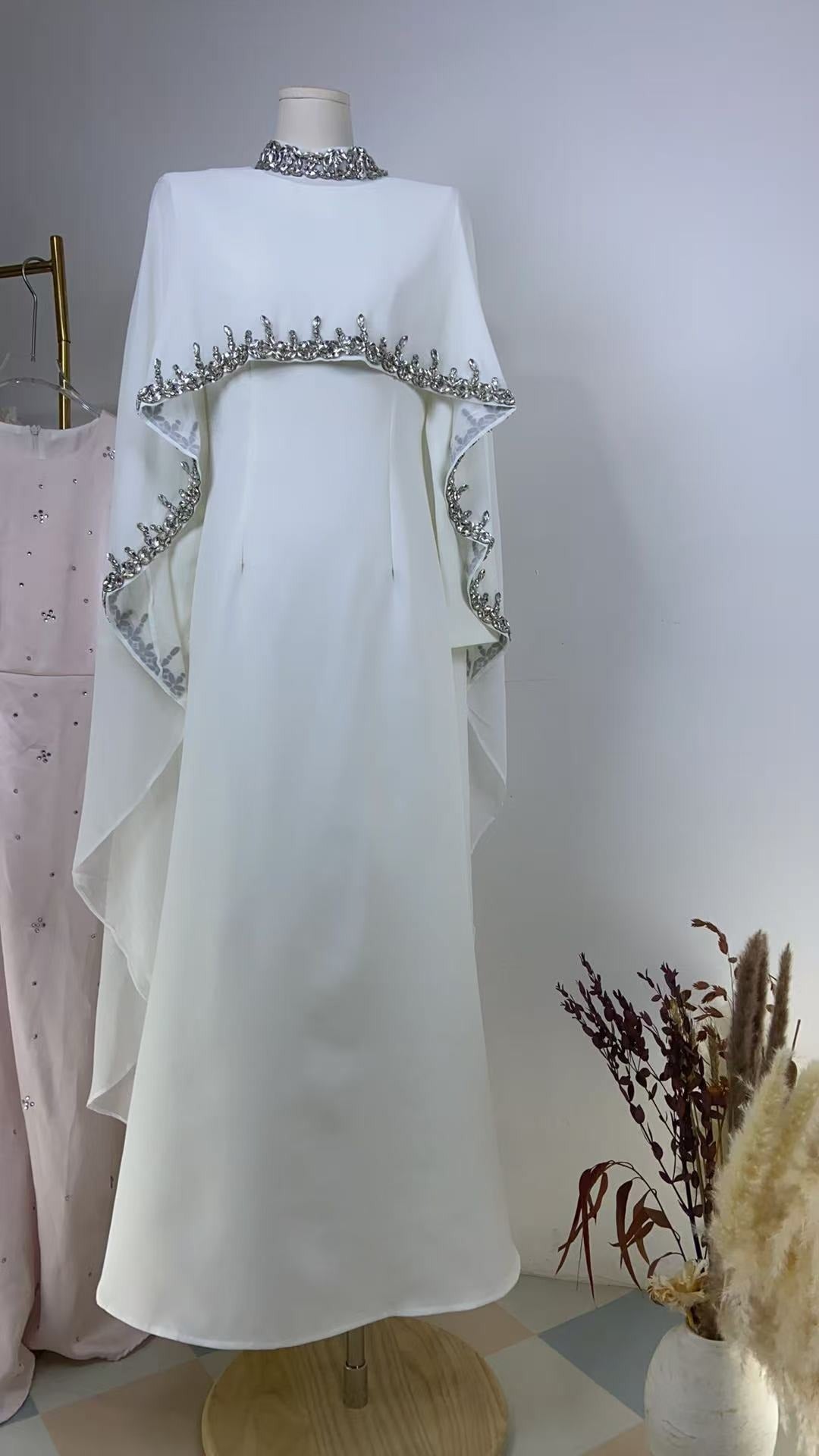 Marjan - Rhinestone Cape Abaya - Luxury 2-Piece Set
